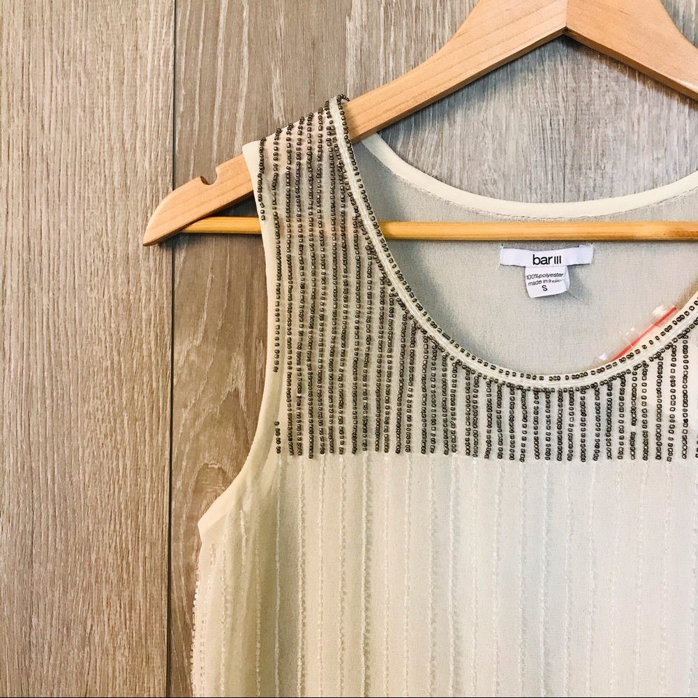 Bar III Embellished Sheer White Tank Blous… - Picture 2 of 10